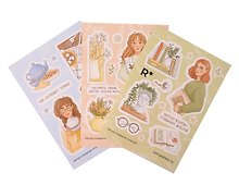 Набор стикеров «Книги, цветы, чай», 3 листа, Remarklee