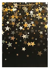 Пакет А3 46*33*10 "Золотые звезды" Новый год, нейтр., бум.мат