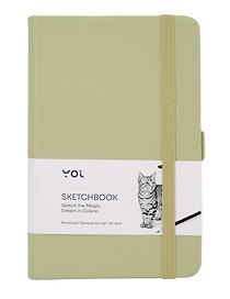 Скетчбук 9*14 80л "Yoi" оливковый, 140г/м2, слоновая кость, тв.обл., Yoi