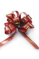 Бант декоративный шар с полосой красный, GRAND GIFT