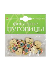 Фигурные пуговицы Набор № 5 Сердечки и цветочки (2-173) (упаковка)