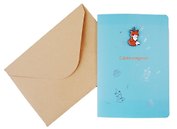 Открытка со значком «Лисичка. С Днем рождения!», картон, металл, 15х11