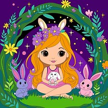 Картина-раскраска по номерам детская «Фея на поляне», на холсте на подрамнике, Lori