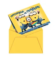 Праздничные аксессуары, Приглашение в конверте Миньоны 6шт.