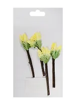 Листочки на веточке, 4шт, желто-зеленые