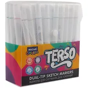 Маркеры для скетчинга TERSO двусторонние 60цв, пулевидный/клиновидный наконечники 1-3мм, пластиковая упаковка