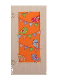Открытка деревянная С днем Рождения Птички с флажками (31621-25) (Эстетика)