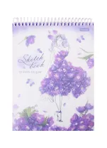 Скетчбук А5 60л "Flower art" белый офсет, 100г/м2, пластик.обложка, спираль