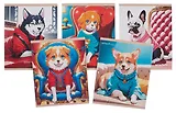 Тетрадь 40л лин. "Уютные собачки" мел.картон, поля, ассорти
