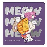Записная книжка 170*170мм 40л "Meow", soft-touch ламинация, тиснение фольгой, скоба