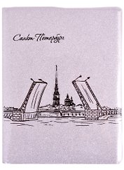 Записная книжка А6 80л лин. СПб "Мосты" обл. ПВХ, серебро