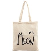 Сумка-шоппер Meow (котик с длинным хвостом), бежевая, текстиль, 40см.*32см.
