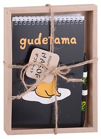 Набор канцелярский «Gudetama. Черный» (ручка шариковая автоматическая, блокнот А5 60 листов), в подарочной упаковке, Centrum