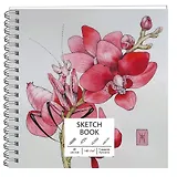 Скетчбук 195*195 40л "Орхидея" белый офсет, 140г/м2, тв.обложка, евроспираль