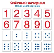 Счетный материал. Набор из 20 карточек. Цифры, числовые кружки (Математические ступеньки, 4-5 лет, 5-6 лет, 6-7 лет)