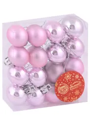 Набор елочных шаров Зефир (розовые) (пластик) (3 см) (16 шт)