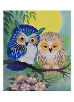 Набор для творчества TUKZAR Алмазная мозаика 25х30см Совы, на подрамнике, частичная выкладка