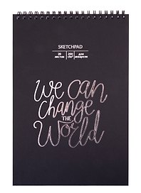 Скетчбук 250*170 20л "We can change" акварельн., с перф., 200г/м2, обл картон, тисн. фольг., широкая евроспираль