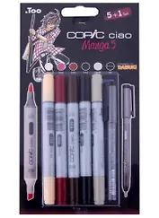 Набор маркеров Copic Ciao манга 5 5цв + мультилинер 0.3мм 