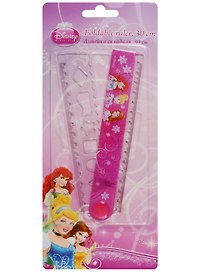 Линейка 30см "Princess", раскладная с трафаретом