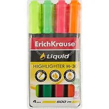 Текстовыделители «Liquid H-30» 4 цвета 1-3 мм, скошенный наконечник, Erich Krause