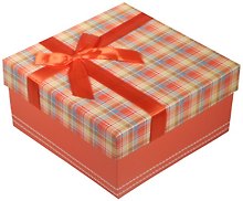Коробка подарочная "Клетка красная", 15*15*7,5см