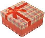 Коробка подарочная "Клетка красная", 15*15*7,5см