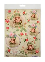 Декупажная карта Девочка в розах (S-108) (упаковка)