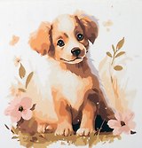 Холст с красками по номерам "Малыши-животные. Пёсик в цветах", 20 х 20 см
