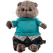 Мягкая игрушка Басик в штанах в клетку (19 см)