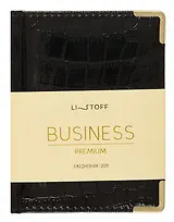 Ежедневник дат. 2025г А6 176л "Business premium. Grand croco" черный, 7Б, тв.переплет, иск.кожа, обл.поролон, мет.уголки, тонир.блок, цв.торец, справ.мат-лы, ляссе