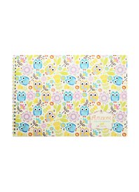 Альбом для рисования 20л А4 "Совы и цветочки (орнамент)" офсет 110г/м2, твин.лак, набивка, евроспираль, Unnika