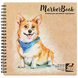 Скетчбук 195*195 40л для маркеров "Корги"  90г/м2, тв.обложка, гребень