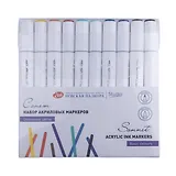 Маркеры акриловые 10цв "Сонет. Основные цвета" перо кисть/пуля, блистер, ЗХК