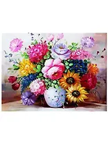 Алмазная мозаика MAZARI Роскошный букет 30х40см (рама 33х43см) частичная выкладка, стразы разного размера