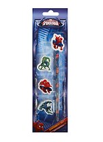 Набор канцелярский "Spider-man" (карандаш ч/гр, 4 фигурных ластика с отверстием д/карандаша) , блистер, подвес, Disney