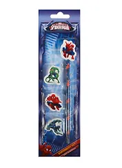 Набор канцелярский "Spider-man" (карандаш ч/гр, 4 фигурных ластика с отверстием д/карандаша) , блистер, подвес, Disney