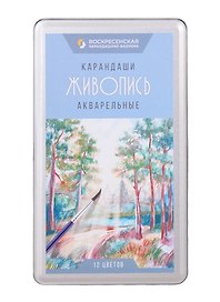 Карандаши акварельные "Живопись" 12цв, мет.коробка, ВКФ
