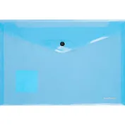 Папка-конверт А4 на кнопке "Glossy Vivid" полупрозрачн.пластик, синий, Erich Krause