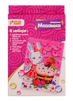 Набор для творчества Color Puppy Алмазная мозаика Зайчик с пирожным 10*15см