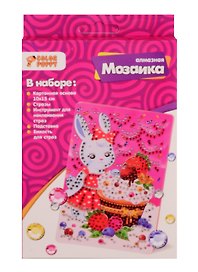 Набор для творчества Color Puppy Алмазная мозаика Зайчик с пирожным 10*15см