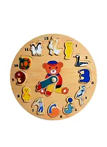 Часы-звери (D29A) (развивающая деревянная игра)