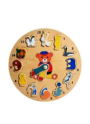 Часы-звери (D29A) (развивающая деревянная игра)