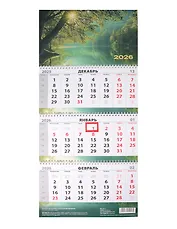 Календарь квартальный 2026г 297*695 "Время вдохновения" настенный, трёхблочный, спираль