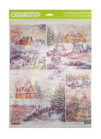 Рисовая бумага для декупажа Craft Premier, A3, 25г/м, Зимний пейзаж