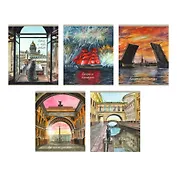 Тетрадь 48л кл. "Санкт-Петербург" мелов.картон, мат.ламинация, выб.лак, запечат.оборот, полноцв.печать, скругл.углы, ассорти