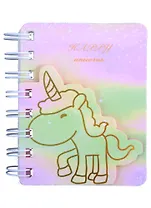Записная книжка А7+ 100л лин. "Happy unicorns" спираль, вырубн.блок, тиснение фольгой, инд.уп., ассорти
