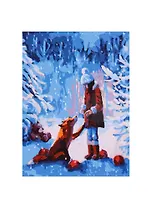 Холст с красками по номерам "Девочка и лисичка", 22 х 30 см
