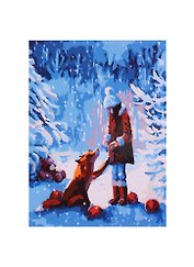 Холст с красками по номерам "Девочка и лисичка", 22 х 30 см