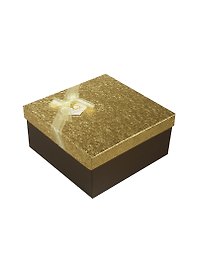 Коробка подарочная "Золото" с сердцем 16,5*16,5*9см, декор.бант, картон, Хансибэг